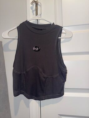SHEIN Black Ribbed Mock-Neck Crop Tank